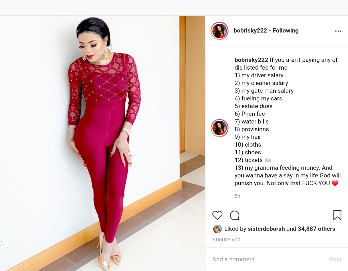 Bobrisky Lists His Bills Which His Haters Aren't Funding For Him (2)