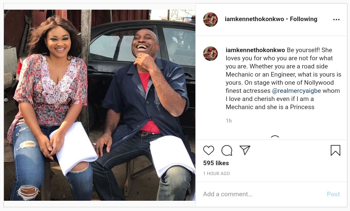 Mercy Aigbe And Kenneth Okonkwo On Movie Set