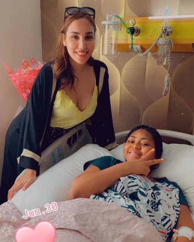 Ned Nwoko’s Moroccan Wife Laila With Regina Daniels After Giving Birth (2)