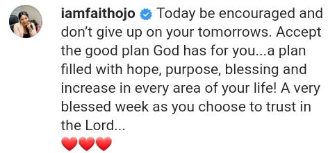 Accept Good Plan God Has For You Faith Ojo - Amebo Book