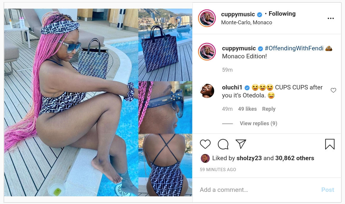 DJ Cuppy Offending With Fendi Swimsuit in Monaco - Amebo Book
