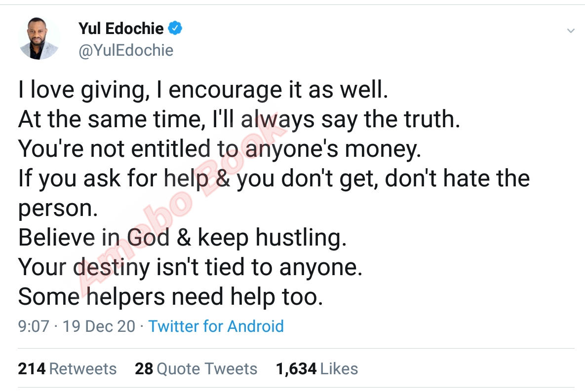 You're Not Entitled To Anyone's Money Yul Edochie (2)
