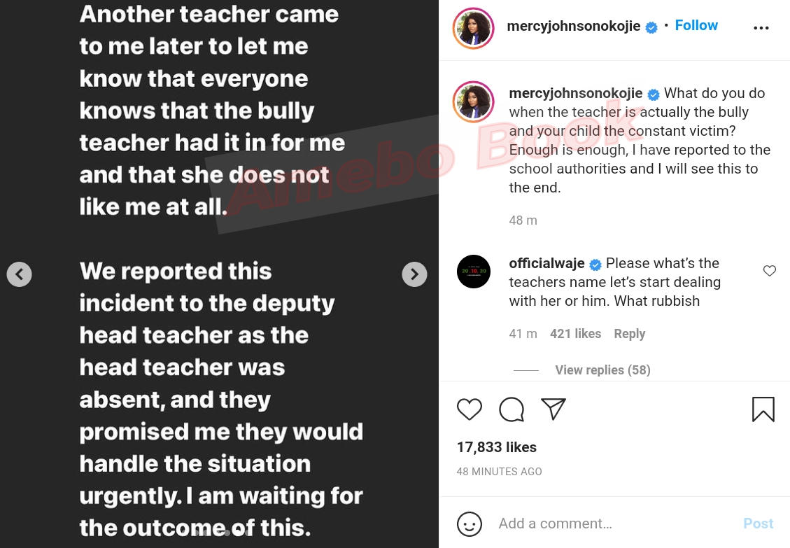 Mercy Johnson Okojie Daughter Bullying In School Teacher (7)